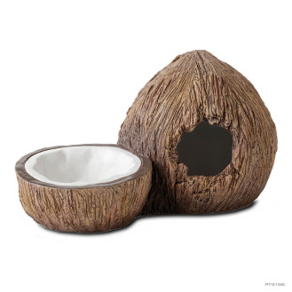 Exo Terra Coconut Hide & Water Dish Кокосова печера з напувалкою для рептилій
