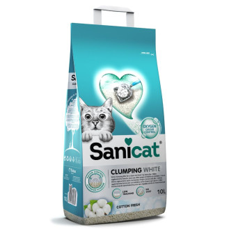 Sanicat Clumping White Cotton Fresh Комкуючий білий бентонітовий наповнювач без пилу для котів з ароматом бавовни