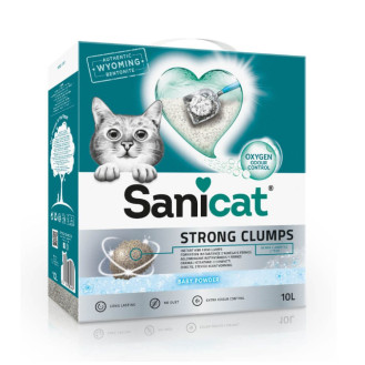 Sanicat Ultra Clumping Strong Baby Powder Ультракомкуючий бентонітовий наповнювач для котів з ароматом дитячої пудри