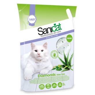 Sanicat Diamonds Aloe Vera Силікагелевий поглинаючий наповнювач для котів з ароматом алое вера