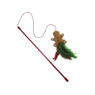 Nobby Christmas Rod Catnip Іграшка-вудка для котів Пряниковий Чоловічок із котячою м'ятою
