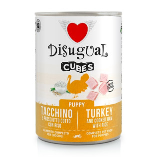 Disugual Dog Cubes 92% Puppy Turkey, Cooked Ham & Rice Безглютеновая консерва для щенков Индейка с Прошутто и Рисом Disugual Dog Cubes 92% Puppy Turkey, Cooked Ham & Rice Безглютеновая консерва для щенков Индейка с Прошутто и Рисом