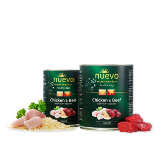 Nuevo Junior Chicken & Beef With Rice & Calcium Консерва для цуценят Шматочки Курки та Яловичини з рисом та кальцієм