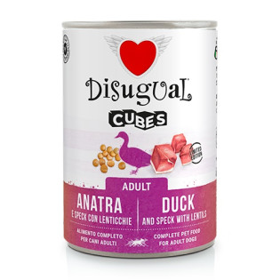 Disugual Dog Cubes 92% Adult Duck, Speck & Lentis Безглютеновая консерва для собак Утка с Беконом и Чечевицей Disugual Dog Cubes 92% Adult Duck, Speck & Lentis Безглютеновая консерва для собак Утка с Беконом и Чечевицей