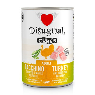 Disugual Dog Cubes 92% Adult Turkey, Roast & Peas Безглютеновая консерва для собак Индейка с Запеченной Свининой и Горошком Disugual Dog Cubes 92% Adult Turkey, Roast & Peas Безглютеновая консерва для собак Индейка с Запеченной Свининой и Горошком