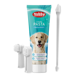 Nobby Pasta Зубна паста для собак з трьома щітками у комплекті Nobby Pasta Зубна паста для собак з трьома щітками у комплекті