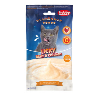 Nobby StarSnack Cat Licky Chicken & Malt Беззернові ласощі для котів Крем із Курки з Шерстевивідною пастою Nobby StarSnack Cat Licky Chicken & Malt Беззернові ласощі для котів Крем із Курки з Шерстевивідною пастою