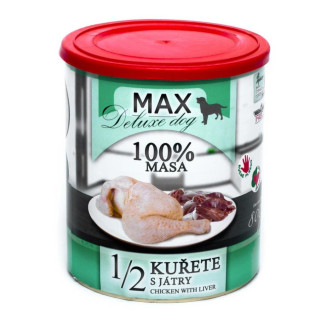 FALCO MAX Deluxe Dog 100% Meat 1/2 Chicken & Liver Консервоване м'ясо для собак Куряча Чверть з Печінкою FALCO MAX Deluxe Dog 100% Meat 1/2 Chicken & Liver Консервоване м'ясо для собак Куряча Чверть з Печінкою