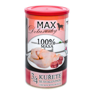 FALCO MAX Deluxe Dog 100% Meat 3/4 Chicken & Muscle Консервоване м'ясо для собак Куряча Чверть з Яловичиною та Свининою FALCO MAX Deluxe Dog 100% Meat 3/4 Chicken & Muscle Консервоване м'ясо для собак Куряча Чверть з Яловичиною та Свининою
