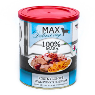 FALCO MAX Deluxe Dog 100% Meat Cubes Lean Muscle & Salmon Консервоване м'ясо для собак Шматочки Свинини та Яловичини з Лососем FALCO MAX Deluxe Dog 100% Meat Cubes Lean Muscle & Salmon Консервоване м'ясо для собак Шматочки Свинини та Яловичини з Лососем