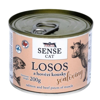 FALCO SENSE CAT 100% Meat Salmon & Beef Консервоване м'ясо для котів з чутливим травленням Лосось з Яловичиною