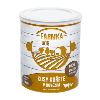 FALCO FARMKA Dog 100% Meat Chicken Консервоване м'ясо для собак Шматки Курки в Яловичому Фарші