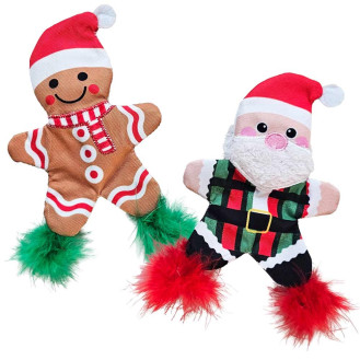 Nobby Xmas Soft Catnip Santa & Gingerbread Man М'яка іграшка для котів Санта та Пряня з котячою м'ятою