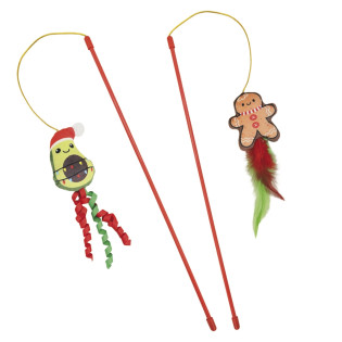 Nobby Xmas Rod Soft Catnip Figures Вудочка для котів Різдвяні Авокадо та Пряня з котячою м'ятою