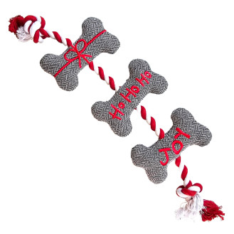Nobby Xmas Ropes Bone Новорічні м'які іграшки для собак Тканинні Кісточки на канаті з пищалкою