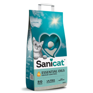 Sanicat Essential Oils Ultra Clumping White Perfume Free Ультракомкуючий білий наповнювач для котів з ефірною олією