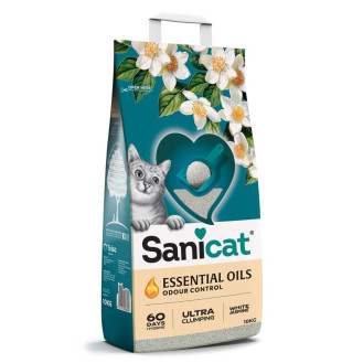 Sanicat Essential Oils Ultra Clumping White Jasmine Ультракомкуючий білий наповнювач для котів з ефірною олією жасміна