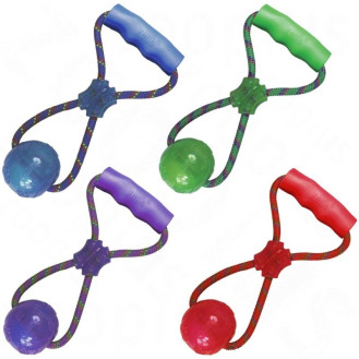 KONG Squeezz Ball With Rope Іграшка для собак М'яч з пищалкою на канаті з ручкою