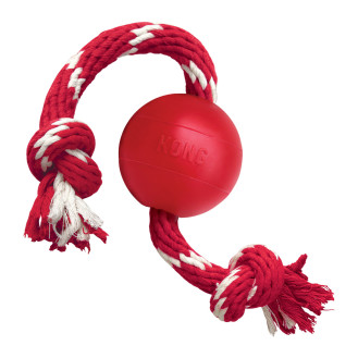 KONG Ball W/Rope Іграшка для собак Жувальний М'яч Апорт на мотузці