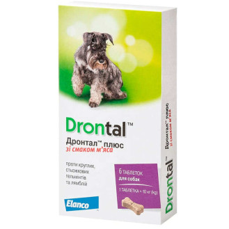 Elanco Drontal Plus Puppies & Dogs Таблетки для цуценят та дорослих собак проти гельмінтів та лямблій Дронтал Плюс