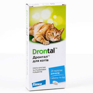 Elanco Drontal Cats Таблетки для кошенят та дорослих котів проти круглих та стьожкових гельмінтів Дронтал Elanco Drontal Cats Таблетки для кошенят та дорослих котів проти круглих та стьожкових гельмінтів Дронтал