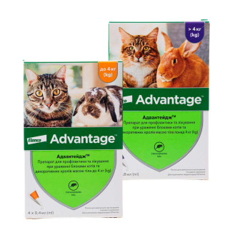Elanco Advantage Cats & Rabbits Антипаразитарні краплі для котів та кроликів від бліх, вошей та волосоїдів Адвантейдж